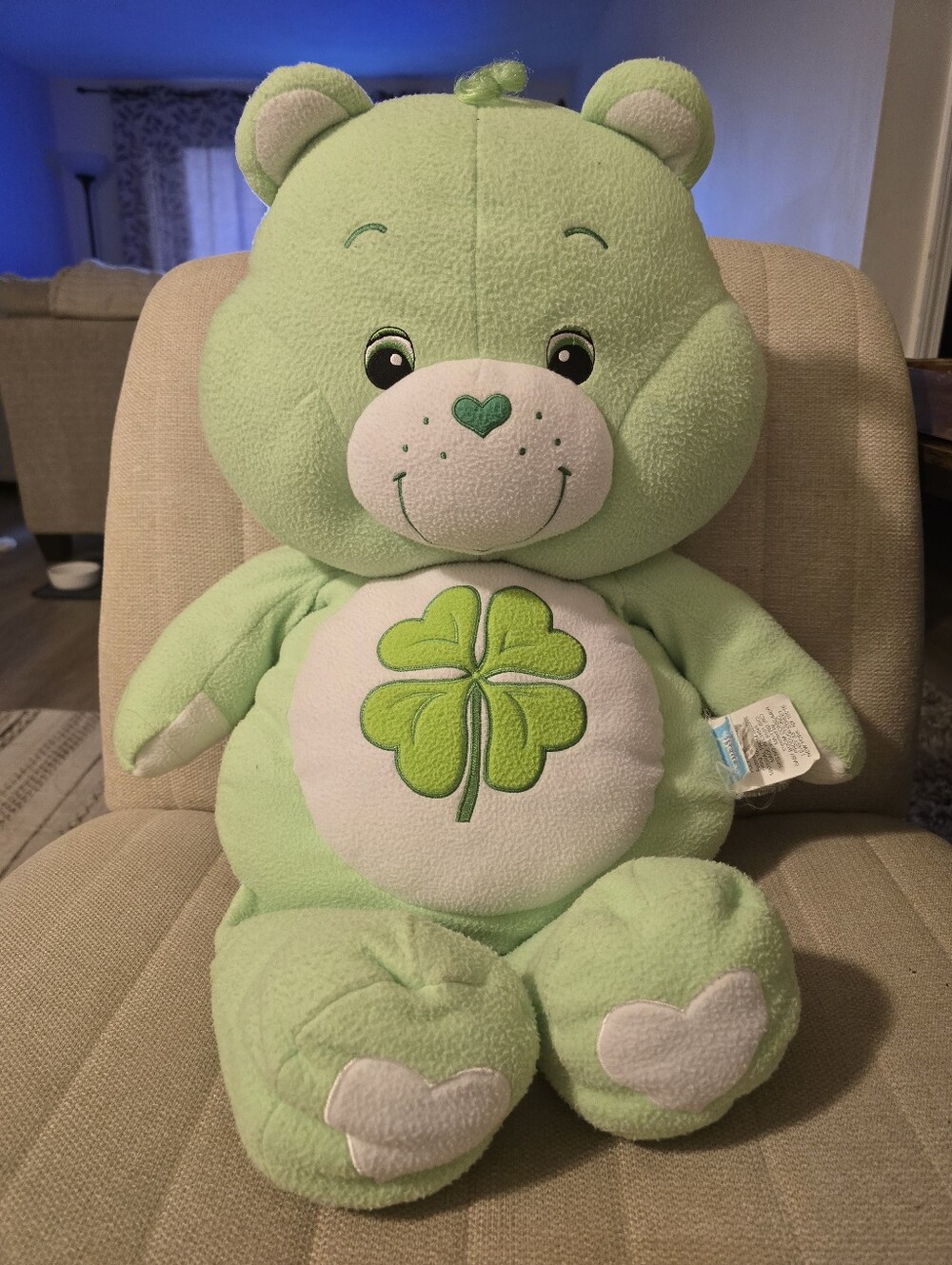 Vintage Care Bear Cuddle Pillow Good Luck Bear 2002 Green